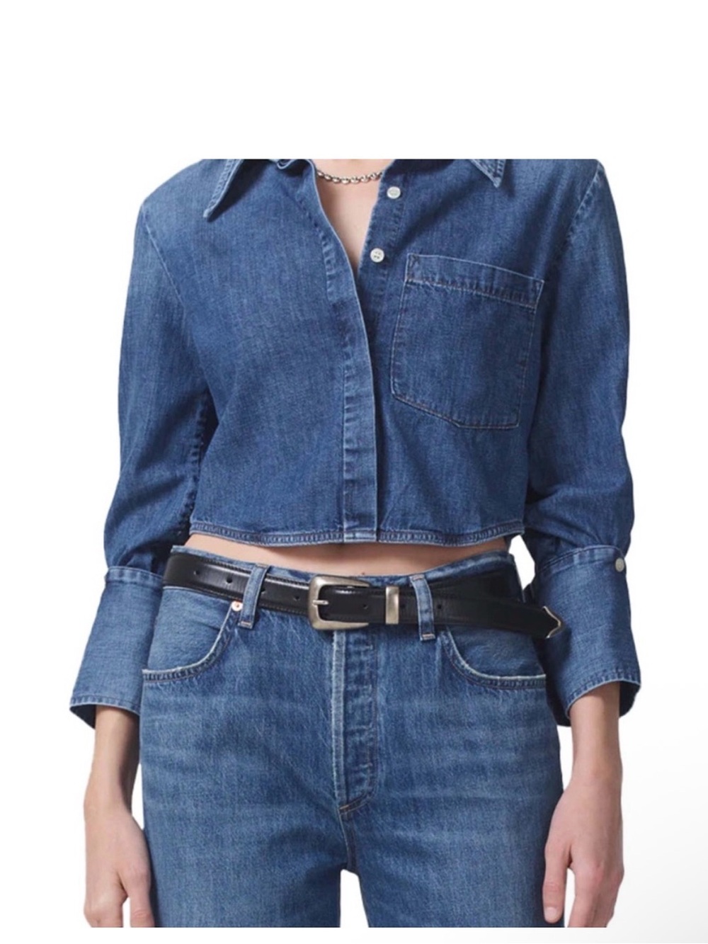 Citizens Of Humanity Indigo Cropped Denim Button-Down Shirt